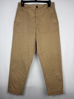 38 Maison Kitsune Chino Straight Leg Tailored Trousers 100% Cotton Pants Camel
